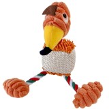 Jucarie distractiva si interactiva Pufo pentru catei in forma de papagal, 25 cm- rezistenta si colorata, portocaliu
