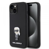Husa pentru Apple iPhone 15, Karl Lagerfeld, Liquid Silicone Metal Ikonik, Neagra KLHCP15SSMHKNPK