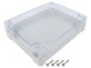 Carcasa Universala KRADEX IP65 Transparenta Policarbonat 190x240x60 mm Cu Bucsa Alama Gri Deschis