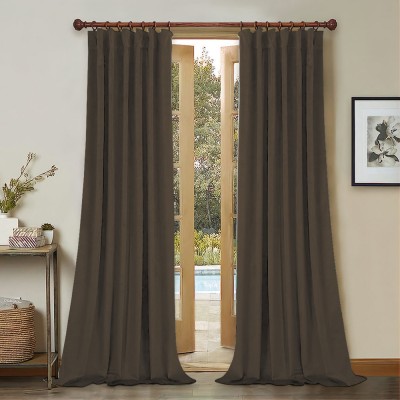 Set draperii din catifea cu rejansa din bumbac tip fagure, Madison, 200x210 cm, densitate 700 g/ml, Wood brown, 2 buc foto