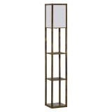 HOMCOM Lampă de Podea cu 3 Rafturi Integrate, Design Modern din MDF, 26x26x160 cm, Lemn Natural | Aosom Romania