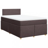 Cumpara ieftin Pat box spring cu saltea, maro inchis, 120x200 cm, textil