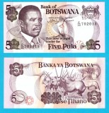 Botswana (pick 11) 5 Pula 1992 UNC; Ketumile Quett Joni Masire