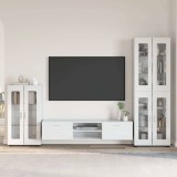 Cumpara ieftin Set comoda TV FLORIN 3 buc. 150 x 39 x 30 cm Alb foarte lucios