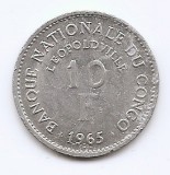 Congo 10 Francs 1965 - Lustice, Paix, Travai, Aluminiu, 29.8 mm KM-1