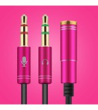 Cablu jack 3,5 mm Mama la Dual Tata Casti Mic Audio Splitter-Culoare Roz
