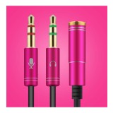 Cablu jack 3,5 mm Mama la Dual Tata Casti Mic Audio Splitter-Culoare Roz