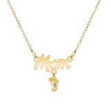 Diona - Colier personalizat Mom si picioruse cu nume din argint 925 placat cu aur galben 24K