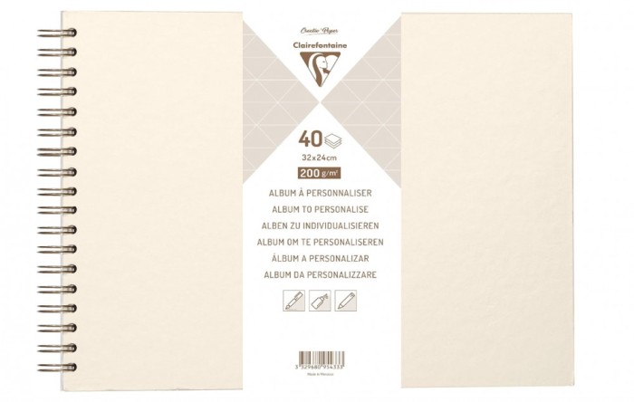 Caiet Clairefontaine Ref 95433C tip Album Landscape, 40 coli, 32 x 24 cm, 200 g m &sup2;, Crem - RESIGILAT