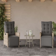 vidaXL Scaun de grădină rabarabil cu suport picioare,2 buc., poliratan 365294