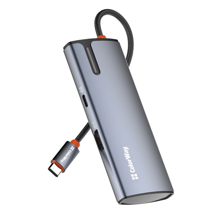 ColorWay - Docking Station (CW-HUB01) - 3x USB, Type-C, HDMI 4K HD, PD 100W, 5Gps, Plug&amp;amp;Play, with Built-in Indicator - Silver