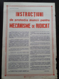 HST Afiș pe h&acirc;rtie protecția muncii Rom&acirc;nia comunistă