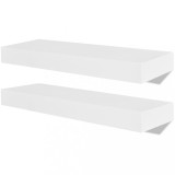 Cumpara ieftin Raft suspendat de perete pentru depozitare carti/DVD, 2 buc, alb, MDF