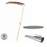 Cumpara ieftin Coasa cu coada lemn, forjata premium, 700 mm, cosit fan si iarba pe suprafete mari, otel austriac batut de inalta calitate, piatra ascutit, teaca zinc