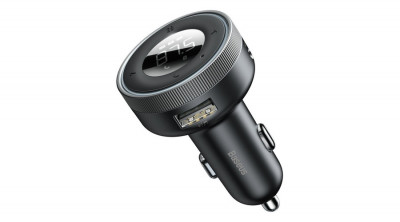 &amp;Icirc;ncărcător MP3 fără fir pentru mașină Baseus Enjoy, Bluetooth 5.0, microSD, AUX (negru) foto