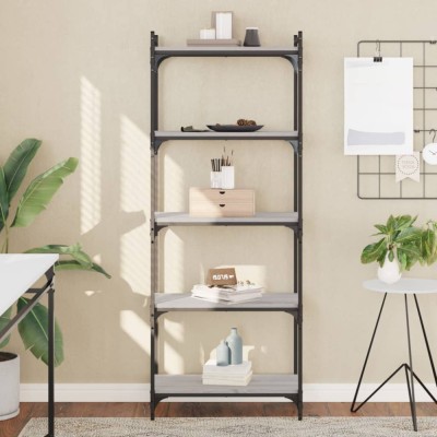 Gossi biblioteca cu 5 niveluri gri sonoma 60x30x154 cm lemn prelucrat foto