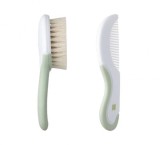 Set complet pentru ingrijirea bebelusilor, pieptene si perie extra moale, material ecologic, fara substante toxice, culoare verde, Oem