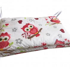 Set de aparatori pufoase h35 pat 140x70 cm DeLuxe Bufnite roz