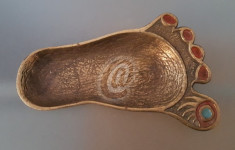 Scrumiera bronz, in forma de picior, 16 cm foto