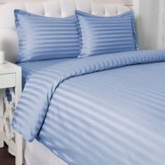 Cearsaf de pat cu elastic din damasc, densitate 130 g/mp, Blue