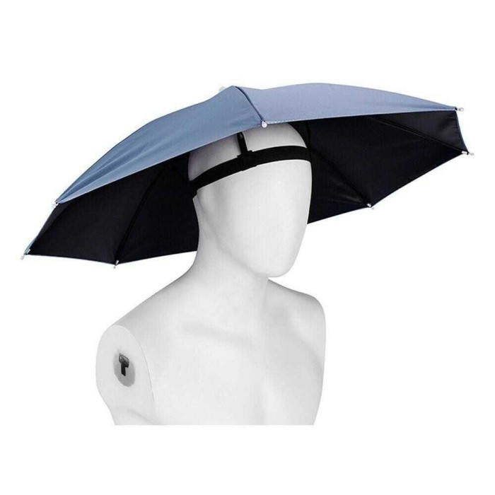 Umbrela de Cap, Diametru 69 cm, Banda Elastica de Cap, Protectie UV/Ploaie, lucru in camp sau gradina, pescuit