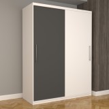 Dulap Dormitor Nova Eco 150 cm x 200 cm, fara oglinda, alb cu usi glisante gri alb