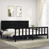 VidaXL Cadru pat cu tăblie 200x200 cm, negru, lemn masiv