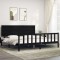 Gossi cadru pat cu tablie 200x200 cm, negru, lemn masiv