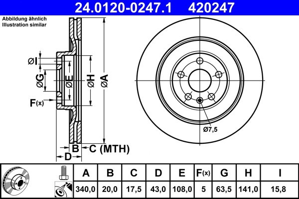 ATE 24.0120-0247.1 Disc frana