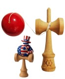 Cumpara ieftin Kendama din lemn natural, Bila lemn + Sticker Waterproof USA pentru telefon, 152KD