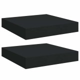 Cumpara ieftin Rafturi de perete suspendate, 2 buc., negru, 23x23,5x3,8 cm MDF