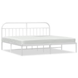Cumpara ieftin Cadru de pat metalic cu tablie, alb, 200x200 cm
