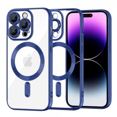Husa MagSafe pentru Apple iPhone 14 Pro Max, Techsuit, Luxury Crystal, Albastra foto