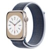 Curea textila sport loop marca THD pentru Apple Watch 45 mm seria 8, marime universala, albastru storm