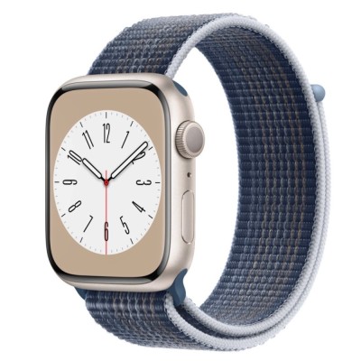 Curea textila sport loop marca THD pentru Apple Watch 45 mm seria 8, marime universala, albastru storm foto