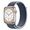 Curea textila sport loop marca THD pentru Apple Watch 45 mm seria 8, marime universala, albastru storm