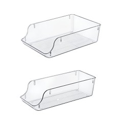 Set 2 Organizator Frigider si Camara, dimensiuni mari (36x15x10cm, 36x23.5x10cm), Transparent, Acril