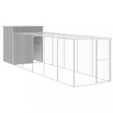 Cumpara ieftin Cotet pui cu incinta gri deschis 165x659x181 cm otel galvanizat
