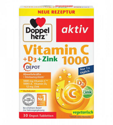 Vitamina C 1000 miligrame + D3 + Zinc Depot 30 comprimate Doppelherz foto