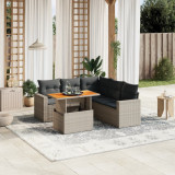 Set mobilier gradina cu perne, 6 piese, gri, poliratan GartenMobel Dekor, vidaXL