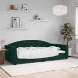 Cadru Pat VidaXL Verde Inchis 100x200 cm Catifea Canapea Extensibila Metalic Modern