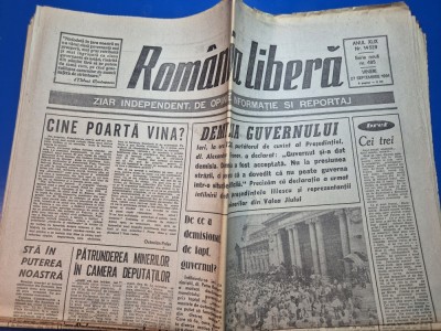 ziarul romania libera 27 septembrie 1991 - octavian paler , demisia guvernului foto