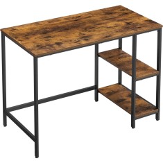 VASAGLE Birou cu 2 rafturi pe stanga sau dreapta, cadru din otel, 50x100x75cm, industrial, maro rustic si negru Household NewTrend