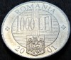 Moneda 1000 LEI - ROMANIA, anul 2001 * cod 1406, Aluminiu