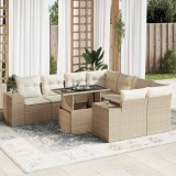 Gossi set canapele de gradina, 9 piese, cu perne, bej, poliratan