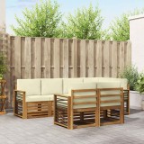 vidaXL Seturi de canapele 7 pcs Natural și Crem Lemn Solid de Acacia 3374980