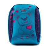 Ghiozdan DeLune, 38cm, 2 compartimente, rigid, ergosistem, mov cu turcoaz, 7102BL