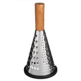 Răzătoare metalică conică cu m&acirc;ner din lemn, 3 fețe, &Oslash;11.5x24cm, CMCLASS