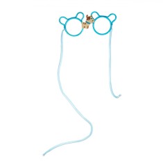 Ochelari Distracție Reutilizabili, Model Cățel, Paie Integrate, Culoare Bleu, Material Plastic foto