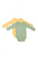 Set 2 body-uri cu maneca lunga Printed, BabyCosy, 50% modal+50% bumbac, Lamaie/Verde (Marime: 12-18 Luni) foto